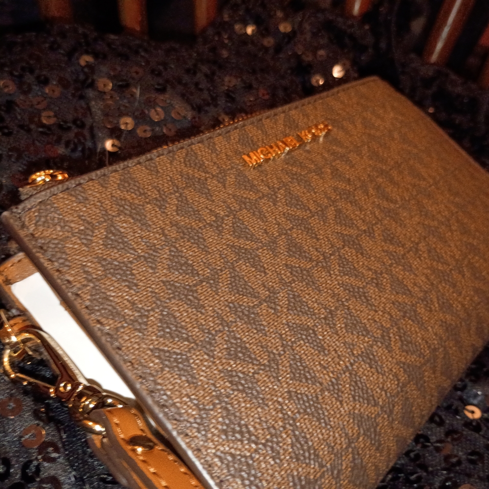 Michael Kors Brown Logo Wristlet